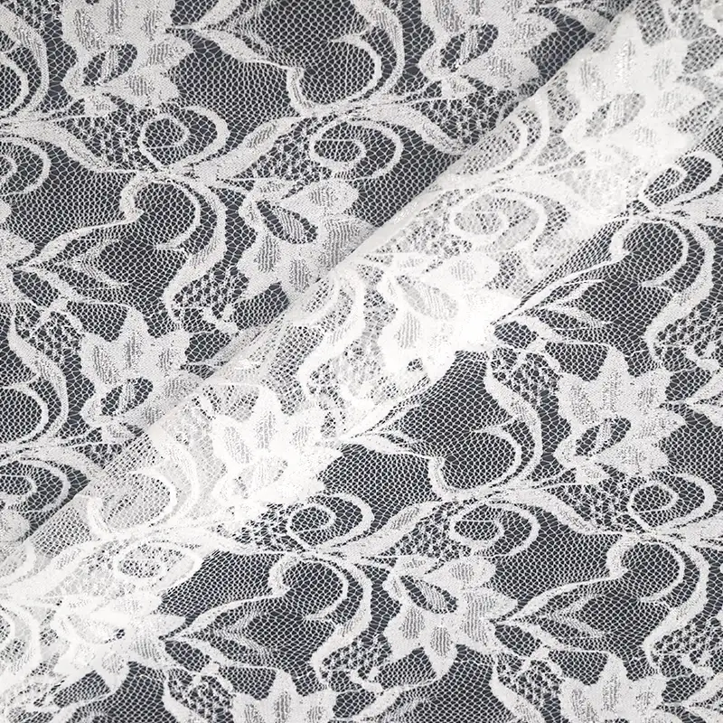 China Fabric for Blouse,Skirt,Shirt Long Sleeve Button ,Dresses (Cardigan Button) ,Skirt  Lace Knit Fabric Nylon Spandex white color buy from China wholesaler bulk order at wholesale price free worldwide shipping Alibaba