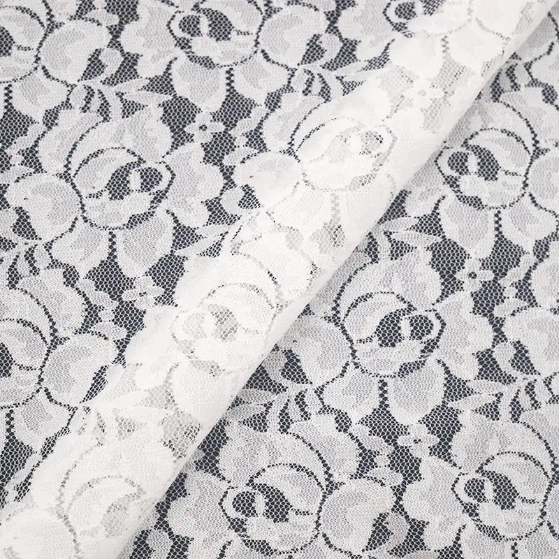 China Fabric for Blouse,Skirt,Dresses (Cardigan Open) ,Skirt  Lace Knit Fabric Nylon Spandex white color buy from China wholesaler bulk order at wholesale price free worldwide shipping Alibaba