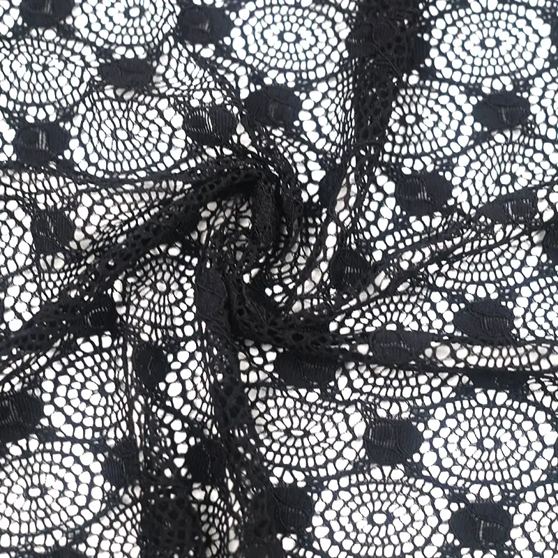 China Fabric for Shirt,Shirt Long Sleeve Zipper ,Dresses (Cardigan Open) ,Skirt  Lace Knit Fabric Nylon Spandex black color buy from China wholesaler bulk order at wholesale price free worldwide shipping Alibaba