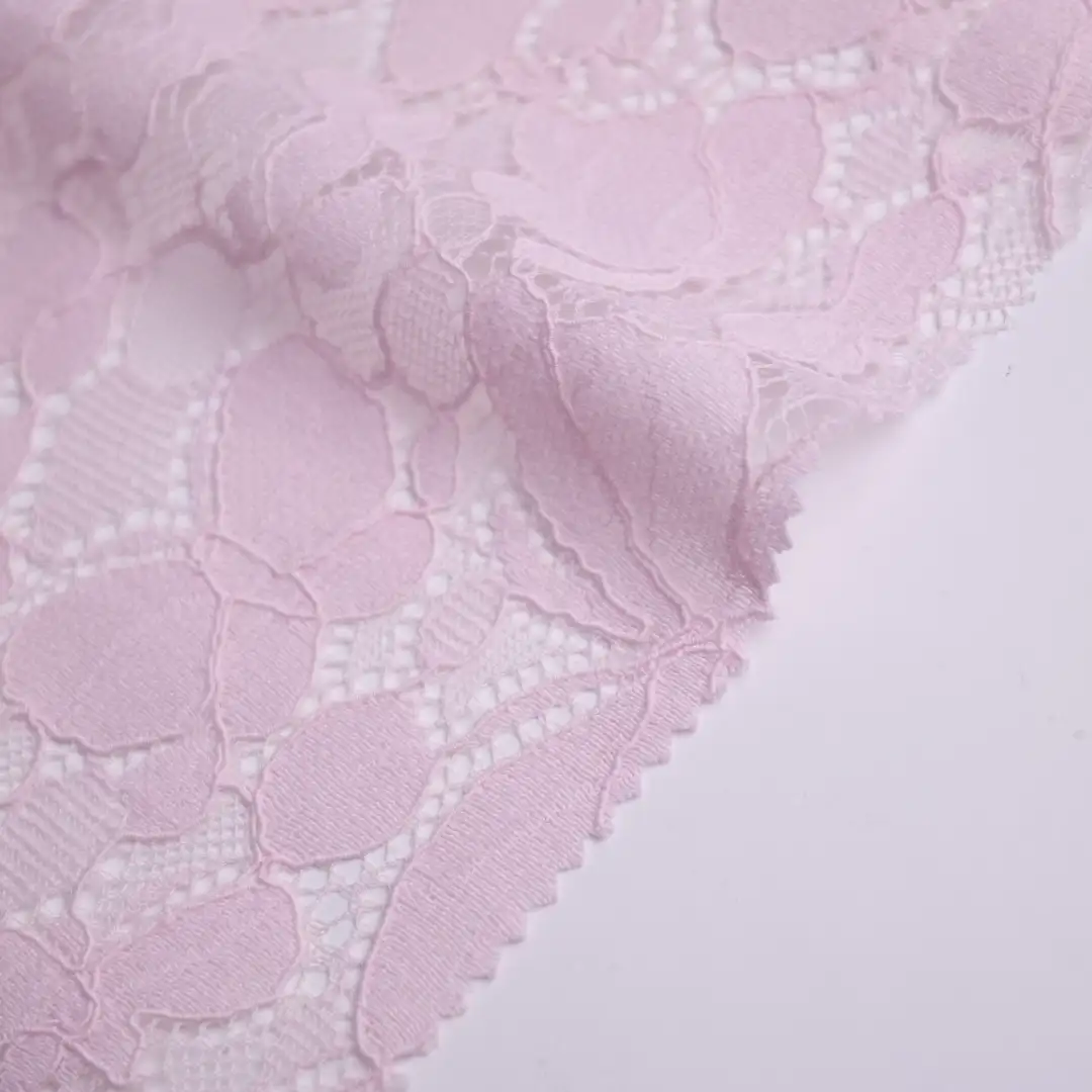 China Fabric for Blouse,Shirt Half Sleeve Button ,Dresses (Cardigan Button) ,Skirt  Lace Knit Fabric Cotton Nylon Rayon pink color buy from China wholesaler bulk order at wholesale price free worldwide shipping Alibaba