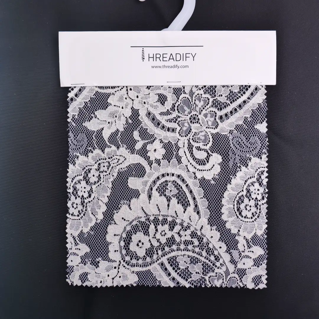 China Fabric for Blouse,Skirt,Shirt Long Sleeve Zipper ,Dresses (Pullover)  Lace Knit Fabric Cotton Nylon white color buy from China wholesaler bulk order at wholesale price free worldwide shipping Alibaba