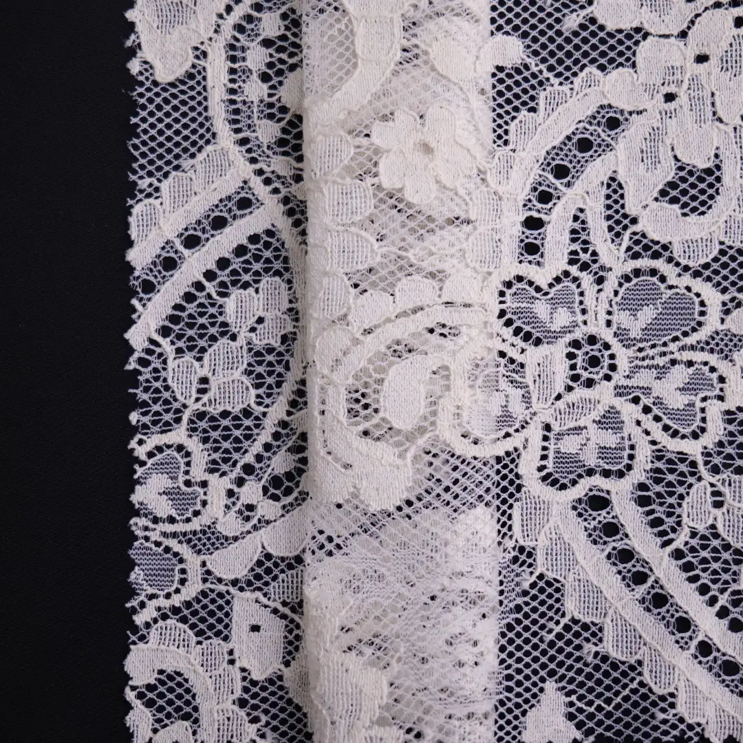 China Fabric for Blouse,Skirt,Shirt Long Sleeve Zipper ,Dresses (Pullover)  Lace Knit Fabric Cotton Nylon white color buy from China wholesaler bulk order at wholesale price free worldwide shipping Alibaba