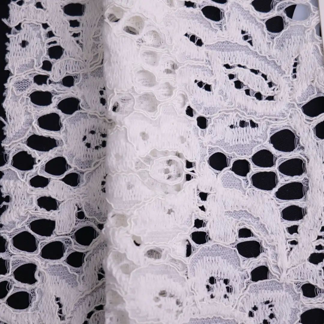 China Fabric for Blouse,Skirt,Shirt Long Sleeve Button ,Dresses (Cardigan Button) ,Skirt  Lace Knit Fabric Cotton Rayon white color buy from China wholesaler bulk order at wholesale price free worldwide shipping Alibaba