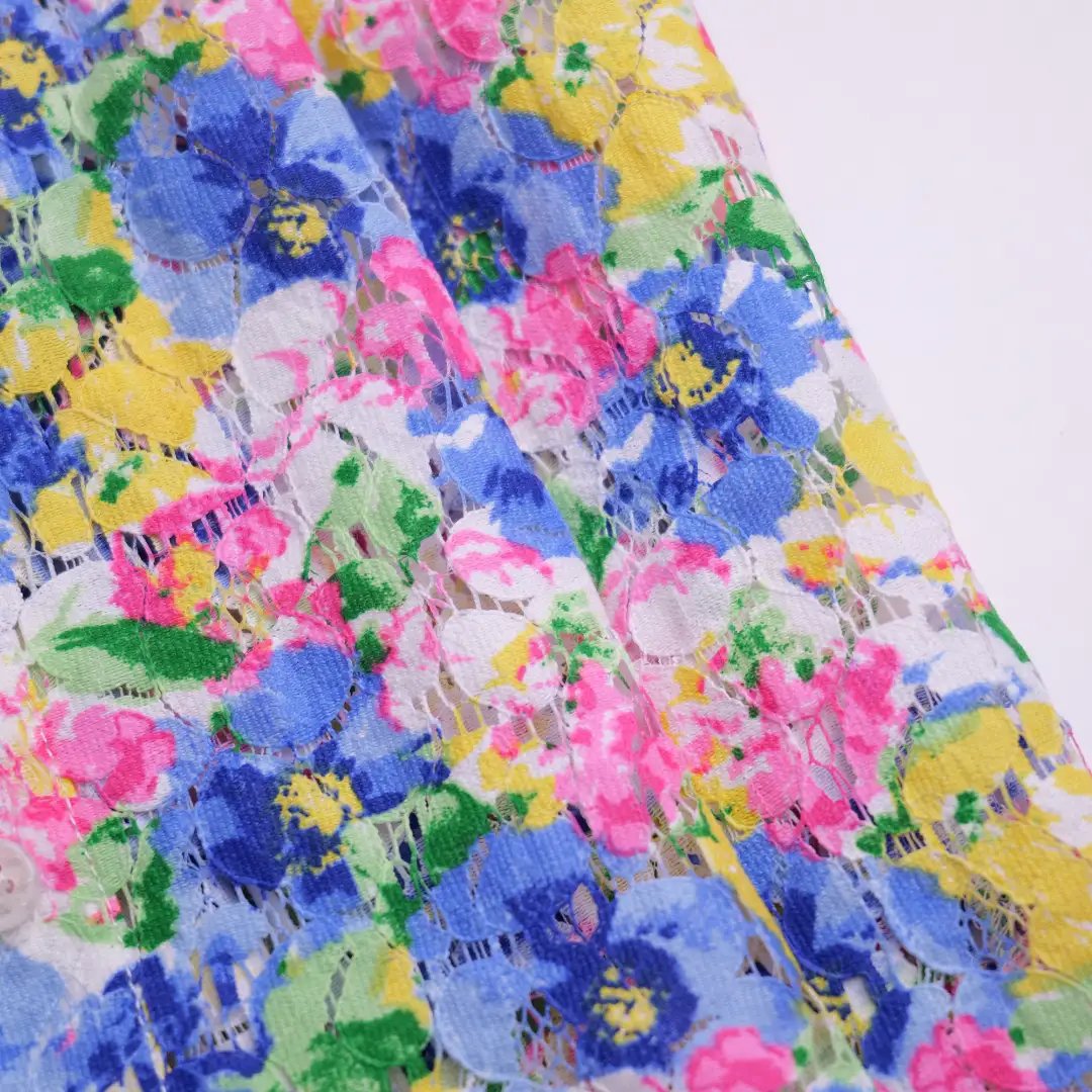 China Fabric for Blouse,Skirt,Shirt Long Sleeve Button ,Dresses (Cardigan Button) ,Skirt  Lace Knit Fabric Cotton Rayon blue color buy from China wholesaler bulk order at wholesale price free worldwide shipping Alibaba