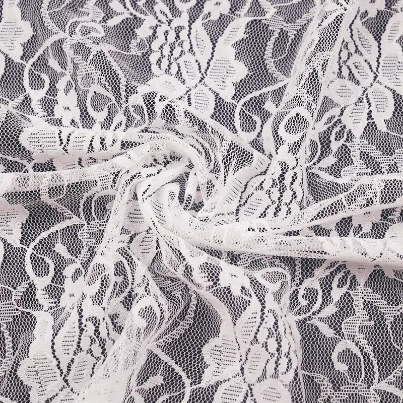 China Fabric for Blouse,Skirt,Shirt Half Sleeve Button ,Dresses (Cardigan Button) ,Skirt  Lace Knit Fabric Nylon Spandex white color buy from China wholesaler bulk order at wholesale price free worldwide shipping Alibaba