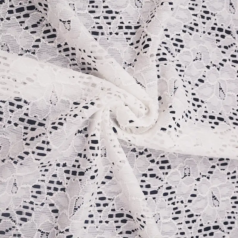China Fabric for Blouse,Skirt,Skirt  Lace Knit Fabric Nylon Spandex white color buy from China wholesaler bulk order at wholesale price free worldwide shipping Alibaba