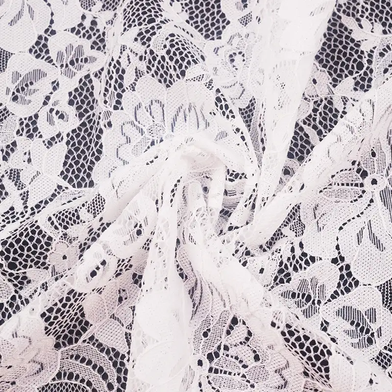 China Fabric for Blouse,Shirt Long Sleeve Button ,Skirt  Lace Knit Fabric Nylon Spandex white color buy from China wholesaler bulk order at wholesale price free worldwide shipping Alibaba