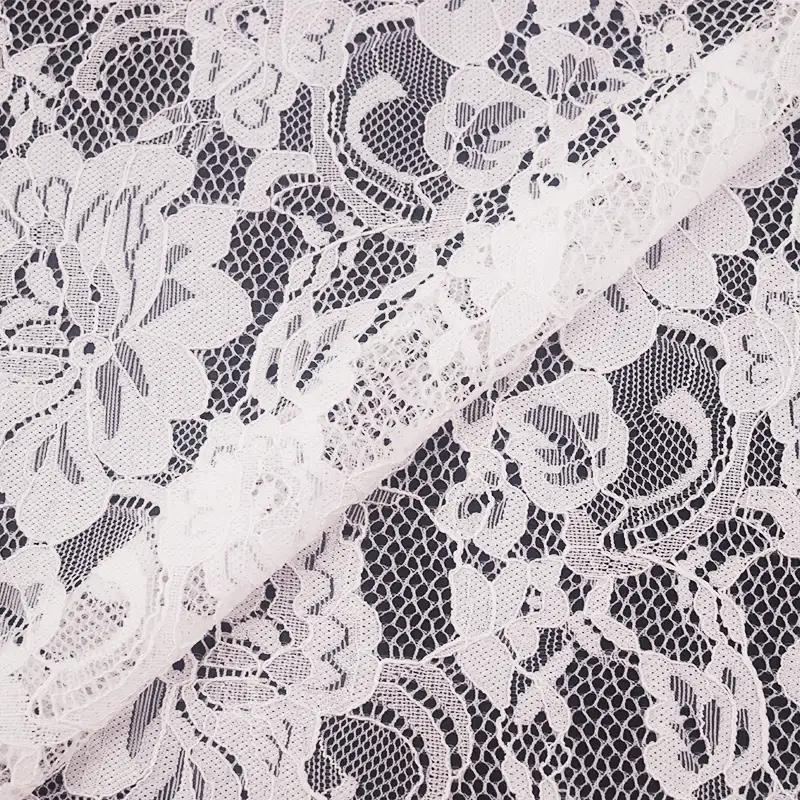 China Fabric for Blouse,Shirt Long Sleeve Button ,Skirt  Lace Knit Fabric Nylon Spandex white color buy from China wholesaler bulk order at wholesale price free worldwide shipping Alibaba