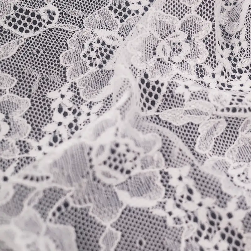 China Fabric for Blouse,Skirt,Shirt Long Sleeve Button ,Dresses (Cardigan Button)  Lace Knit Fabric Nylon Spandex white color buy from China wholesaler bulk order at wholesale price free worldwide shipping Alibaba