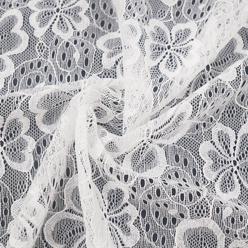 China Fabric for Blouse,Skirt,Shirt Long Sleeve Zipper ,Dresses (Pullover)  Lace Knit Fabric Nylon Spandex white color buy from China wholesaler bulk order at wholesale price free worldwide shipping Alibaba