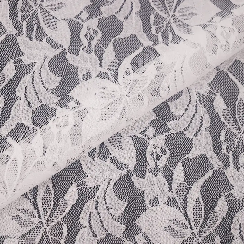 China Fabric for Blouse,Skirt,Shirt Long Sleeve Button ,Skirt  Lace Knit Fabric Nylon Spandex white color buy from China wholesaler bulk order at wholesale price free worldwide shipping Alibaba