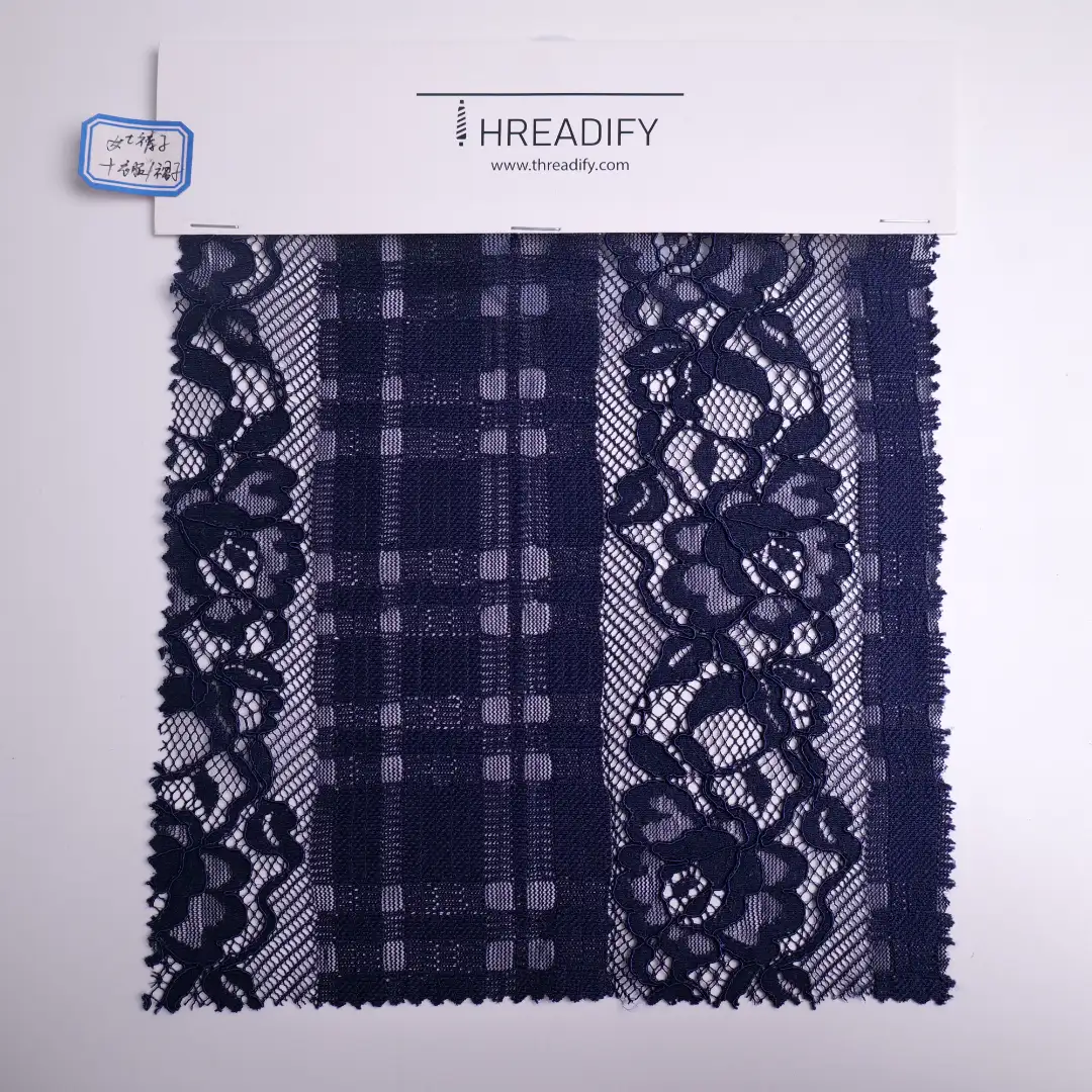 China Fabric for Blouse,Skirt,Shirt Half Sleeve Zipper ,Dresses (Pullover)  Lace Knit Fabric Cotton Nylon blue color buy from China wholesaler bulk order at wholesale price free worldwide shipping Alibaba