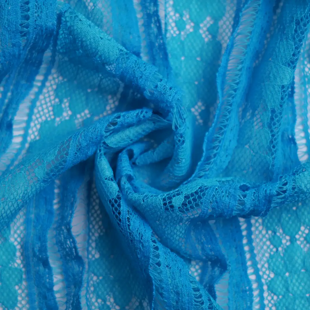 China Fabric for Blouse,Skirt,Skirt  Lace Knit Fabric Cotton Nylon Spandex blue color buy from China wholesaler bulk order at wholesale price free worldwide shipping Alibaba