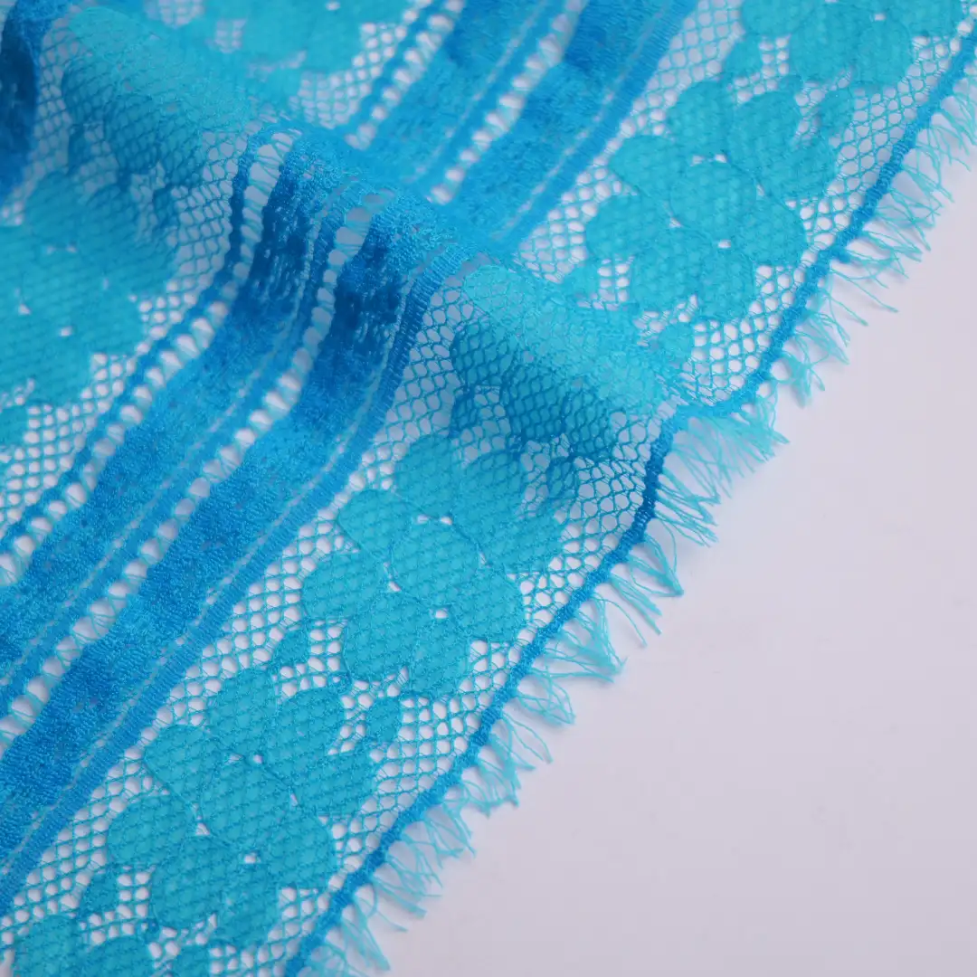 China Fabric for Blouse,Skirt,Skirt  Lace Knit Fabric Cotton Nylon Spandex blue color buy from China wholesaler bulk order at wholesale price free worldwide shipping Alibaba