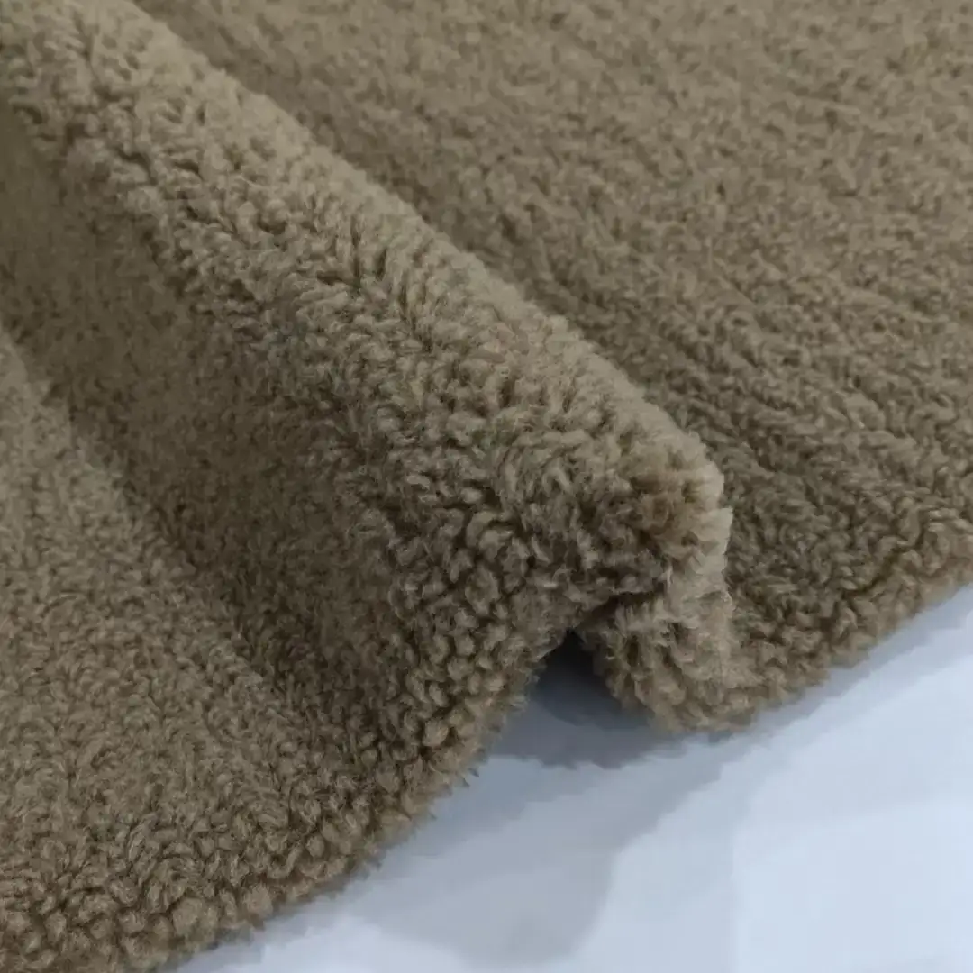 China Fabric for Jackets,Hoodie,Padded Jacket,Waist coat Teddy Knit Fabric Polyester brown color buy from China wholesaler bulk order at wholesale price free worldwide shipping Alibaba