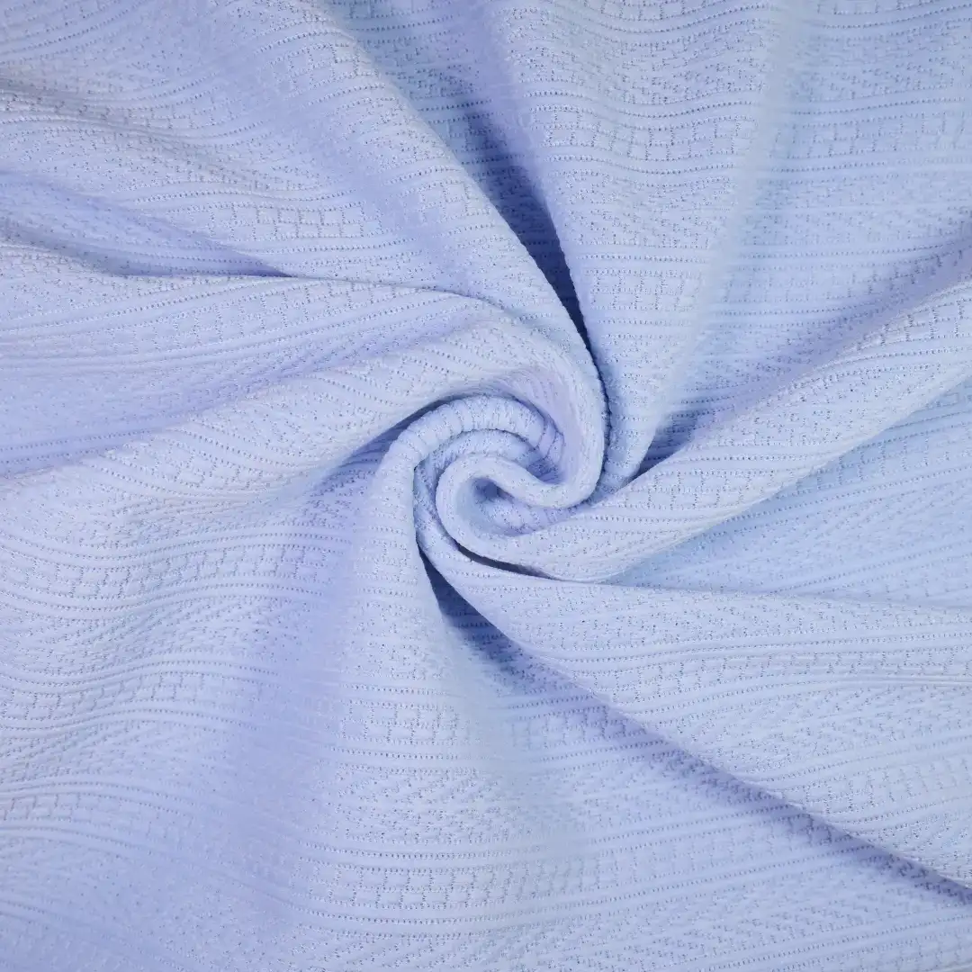 China Fabric for Pants,Knitted Jacket ,Knitted Trousers  Jacquard Knit Fabric Polyester Spandex Blue color buy from China wholesaler bulk order at wholesale price free worldwide shipping Alibaba