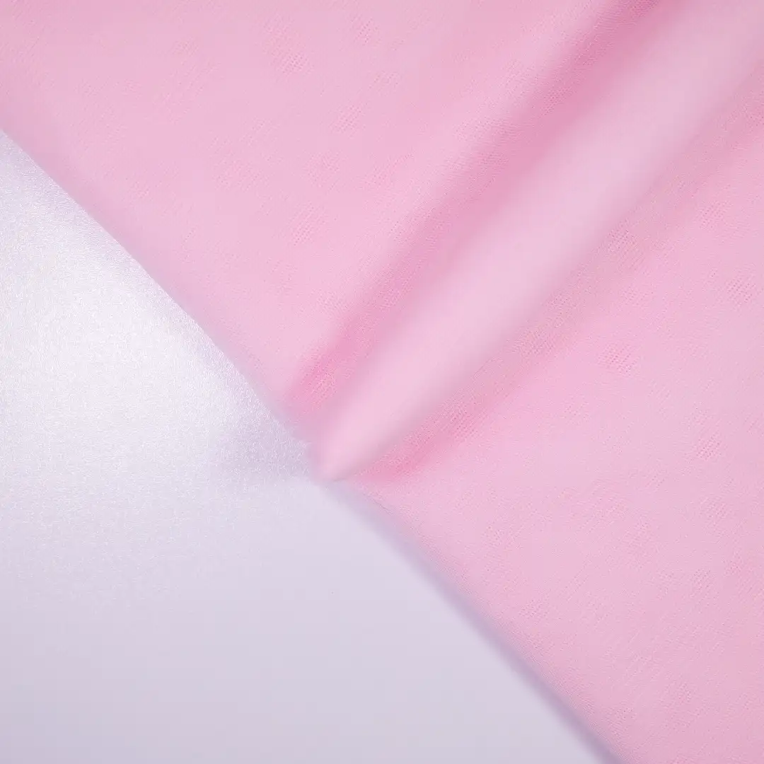 China Fabric for Interlining Mesh Knit Fabric Polyester Pink color buy from China wholesaler bulk order at wholesale price free worldwide shipping Alibaba