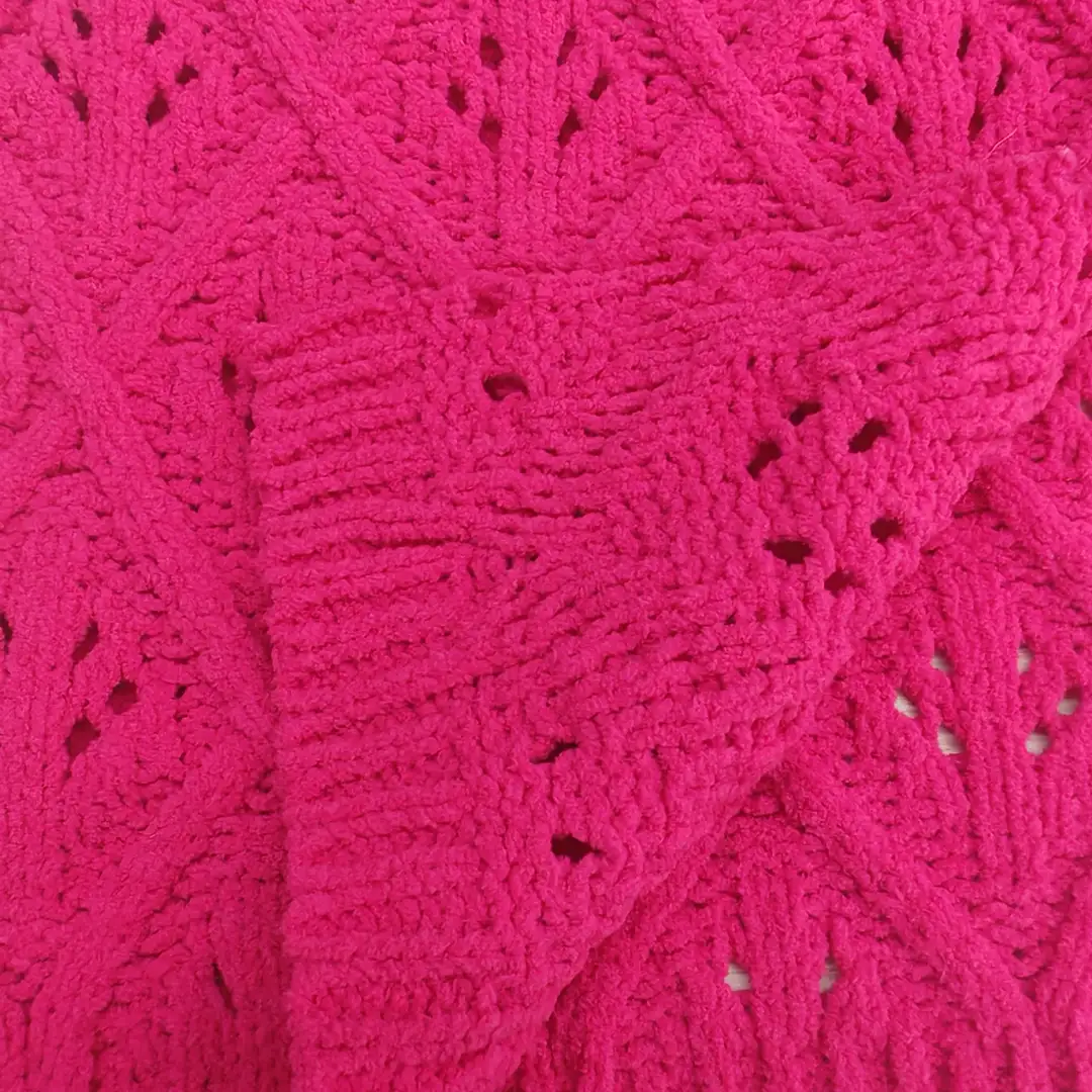 China Yarn for Open Cardigan (Sweater),Half-Zipper Cardigan (Sweater),Round Neck Pullover (Sweater),Crop Top Pullover (Sweater) Matt Chenille Fancy Yarn Recycled Polyester Pink color buy from China wholesaler bulk order at wholesale price free worldwide shipping Alibaba