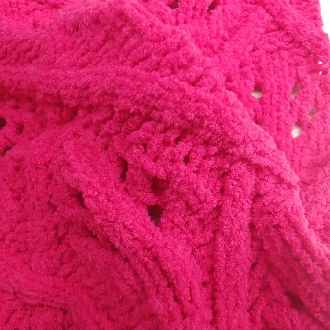 China Yarn for Open Cardigan (Sweater),Half-Zipper Cardigan (Sweater),Round Neck Pullover (Sweater),Crop Top Pullover (Sweater) Matt Chenille Fancy Yarn Recycled Polyester Pink color buy from China wholesaler bulk order at wholesale price free worldwide shipping Alibaba