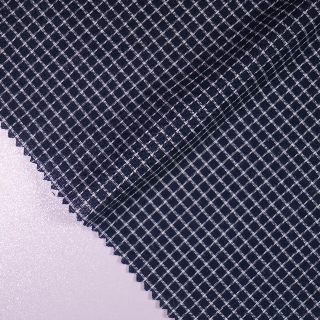 China Fabric for Shirt,Blouse,Over Shirt Yarn Dyed Check Woven Blended Fabric Cotton Rayon Dark blue color buy from China wholesaler bulk order at wholesale price free worldwide shipping Alibaba