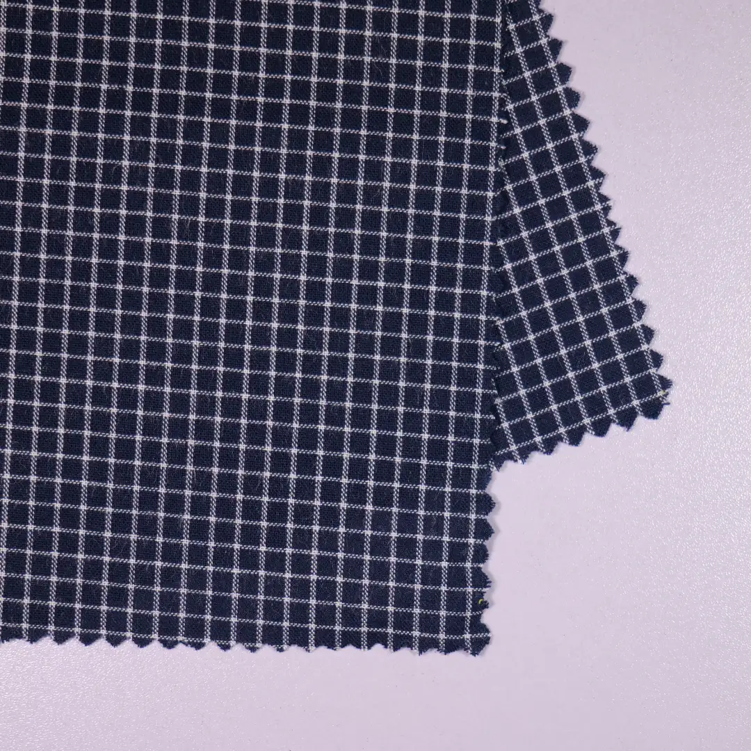China Fabric for Shirt,Blouse,Over Shirt Yarn Dyed Check Woven Blended Fabric Cotton Rayon Dark blue color buy from China wholesaler bulk order at wholesale price free worldwide shipping Alibaba