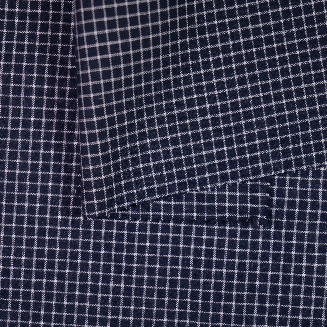 China Fabric for Shirt,Blouse,Over Shirt Yarn Dyed Check Woven Blended Fabric Cotton Rayon Dark blue color buy from China wholesaler bulk order at wholesale price free worldwide shipping Alibaba