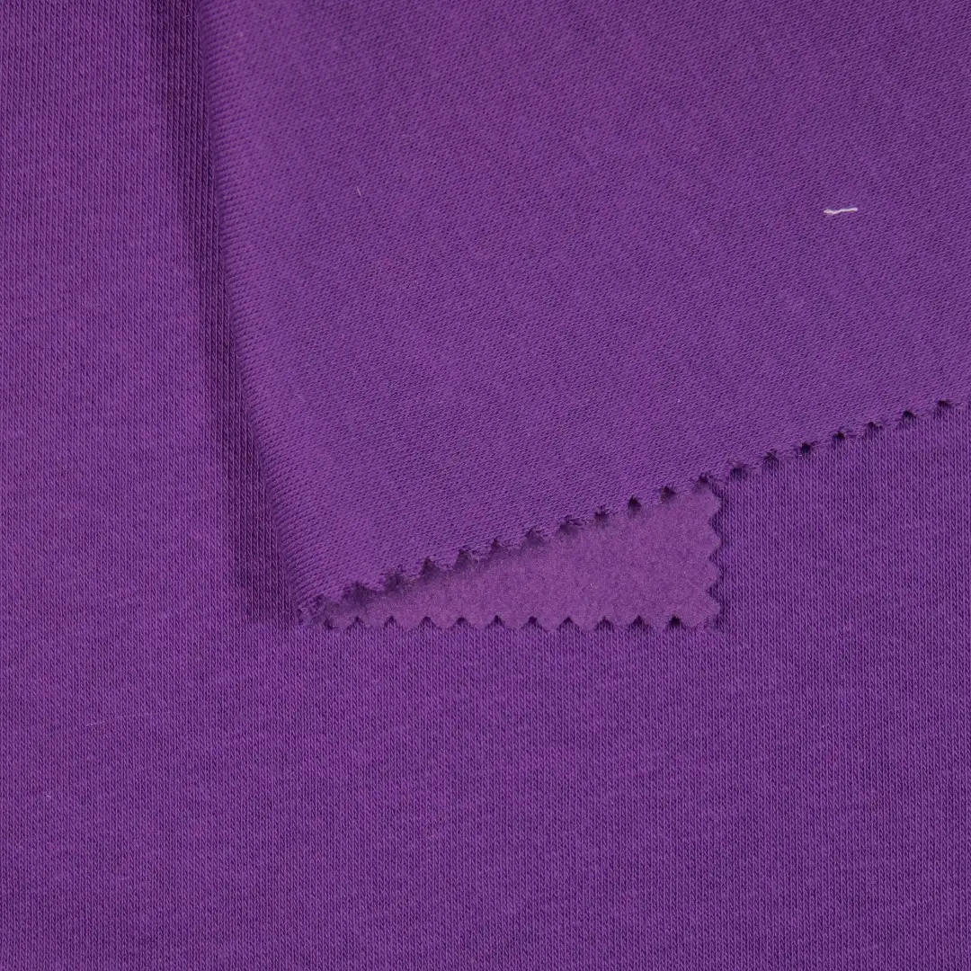China Fabric for Knitted Jacket ,Hoodie   Fleece Knit Fabric Cotton Polyester purple color buy from China wholesaler bulk order at wholesale price free worldwide shipping Alibaba