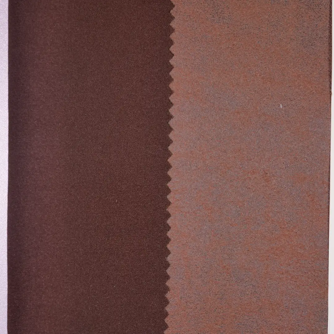 China Fabric for Jackets,Trench Coat Suede Knit Fabric Polyester Spandex brown color buy from China wholesaler bulk order at wholesale price free worldwide shipping Alibaba