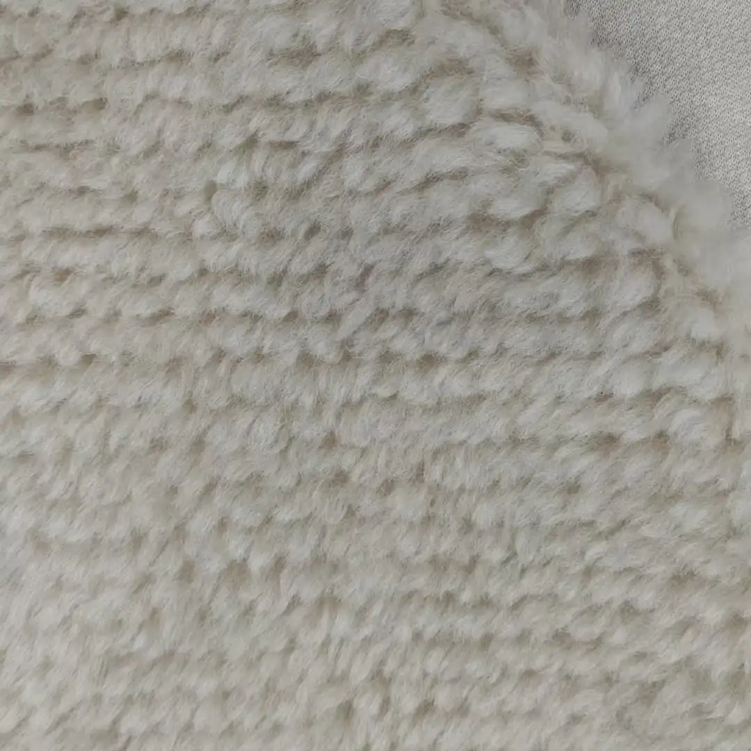 China Fabric for Jackets,Padded Jacket,Hoodie   Teddy Knit Fabric Polyester beige color buy from China wholesaler bulk order at wholesale price free worldwide shipping Alibaba