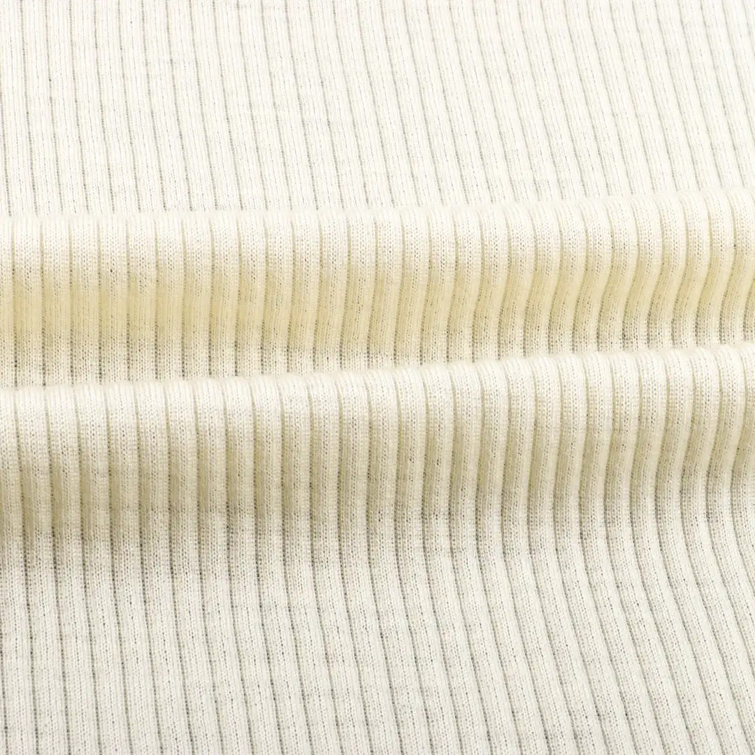China Fabric for T-Shirt,Polo Shirt,Crop Top Rib Knit Fabric Wool cream-coloured color buy from China wholesaler bulk order at wholesale price free worldwide shipping Alibaba
