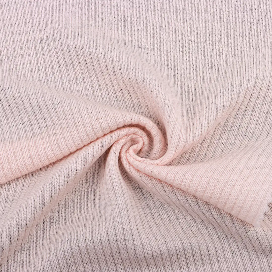 China Fabric for Polo Shirt,Tank Top,Crop Top Rib Knit Fabric Wool light pink color buy from China wholesaler bulk order at wholesale price free worldwide shipping Alibaba