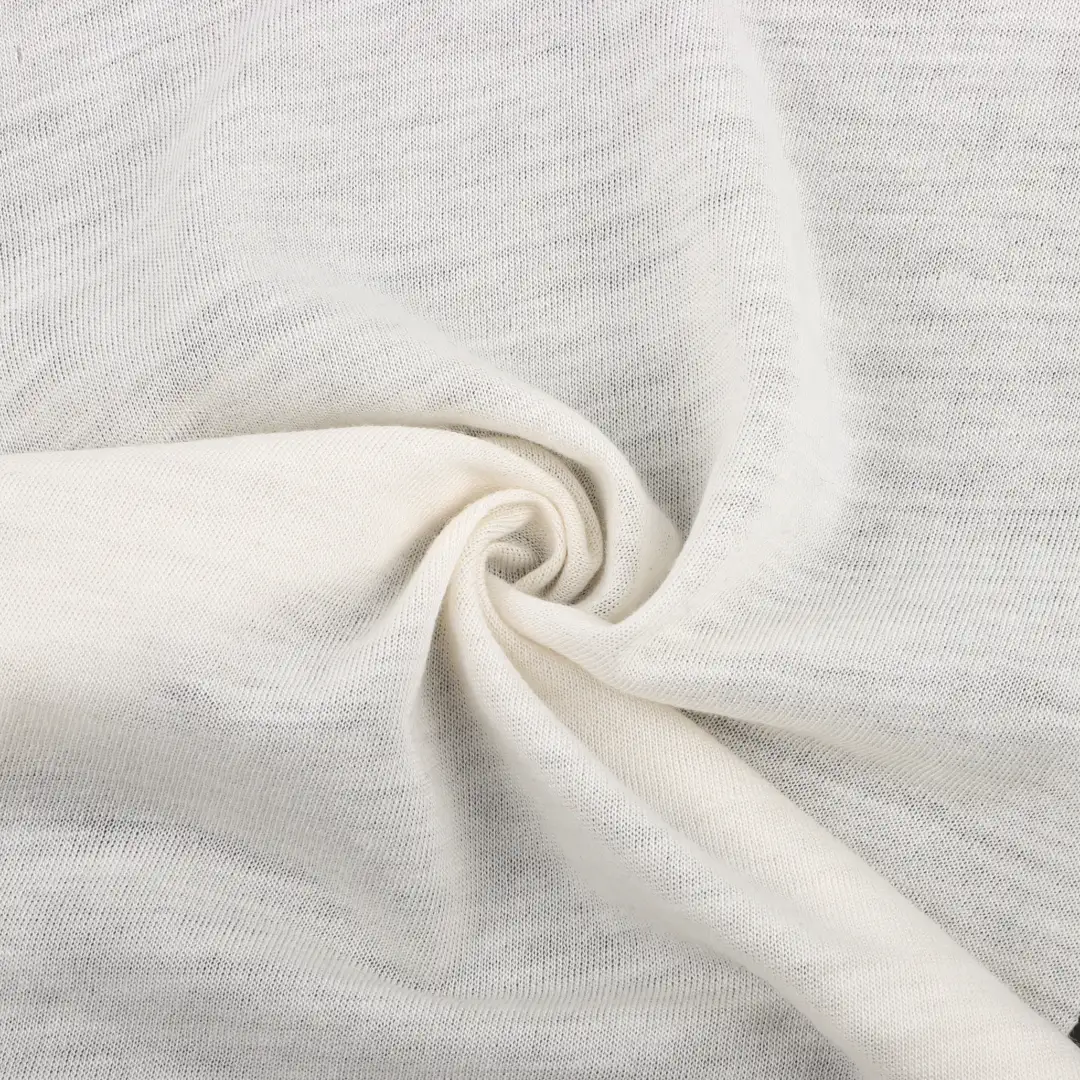 China Fabric for T-Shirt,Tank Top,Men’s Vest  Single Jersey Knit Fabric Acrylic Wool Creamy white color buy from China wholesaler bulk order at wholesale price free worldwide shipping Alibaba