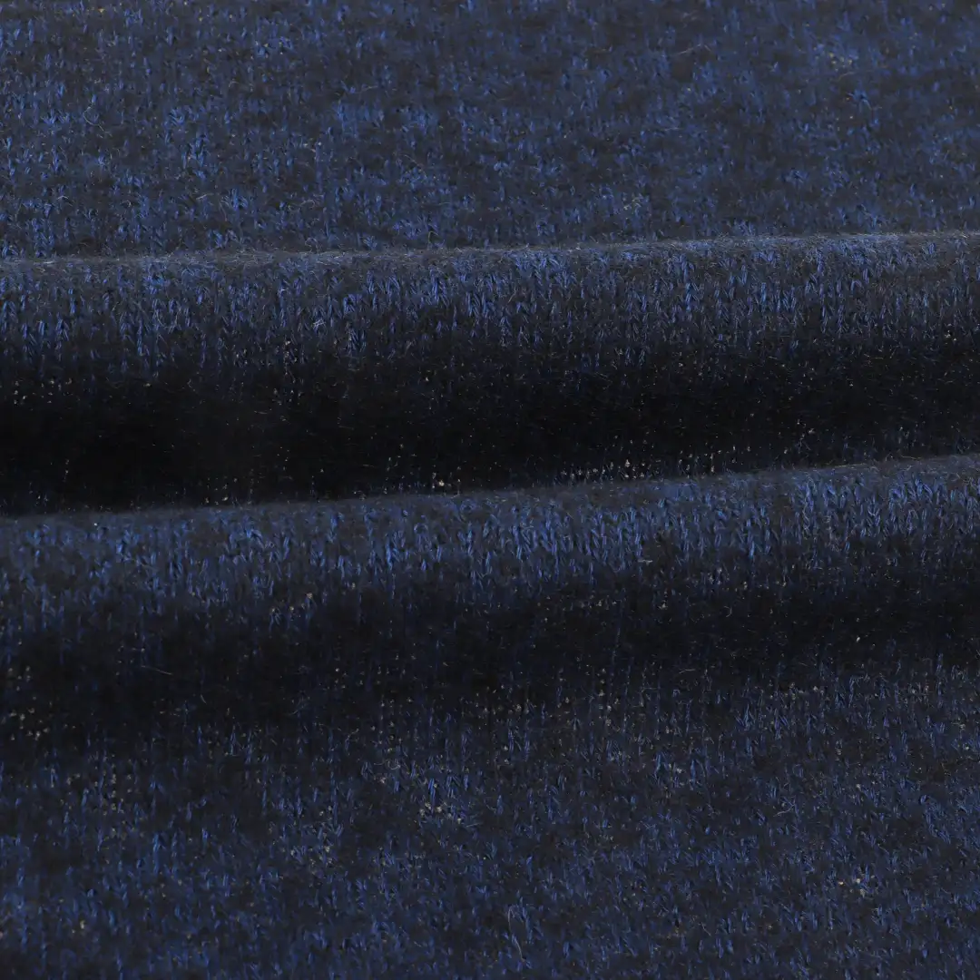 China Fabric for Full-Zipper Cardigan ,Half-Zipper Cardigan ,Knitted Jacket ,Round Neck Pullover ,Crop Top Pullover  Hacci Knit Fabric Polyester Wool Dark blue color buy from China wholesaler bulk order at wholesale price free worldwide shipping Alibaba