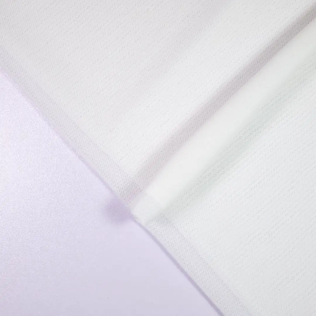 China Fabric for Interlining Mesh Knit Fabric Polyester Spandex White color buy from China wholesaler bulk order at wholesale price free worldwide shipping Alibaba
