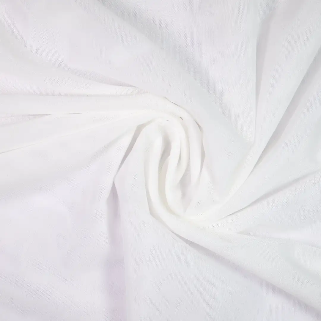 China Fabric for Interlining Mesh Knit Fabric Polyester Spandex White color buy from China wholesaler bulk order at wholesale price free worldwide shipping Alibaba
