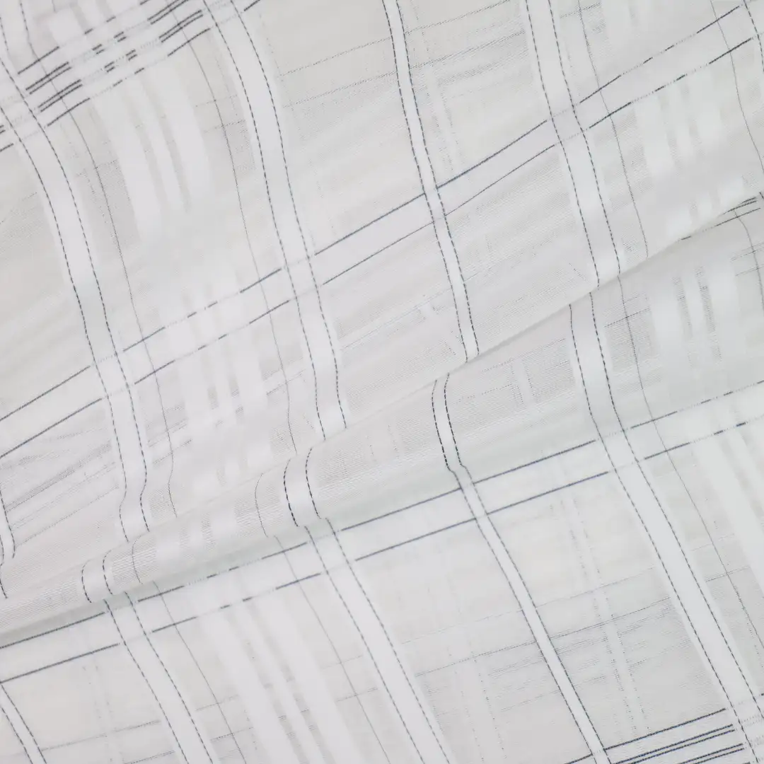 China Fabric for Shirt,Pants,Blouse,Crop Top Yarn Dyed Stripe Woven Blended Fabric Silk Cotton White color buy from China wholesaler bulk order at wholesale price free worldwide shipping Alibaba