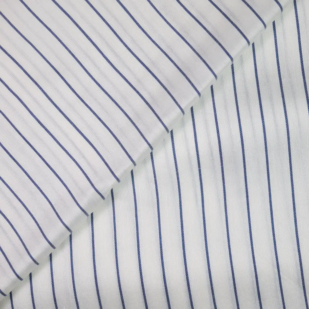China Fabric for Shirt,Blouse,Crop Top Yarn Dyed Stripe Woven Blended Fabric Silk Rayon White color buy from China wholesaler bulk order at wholesale price free worldwide shipping Alibaba