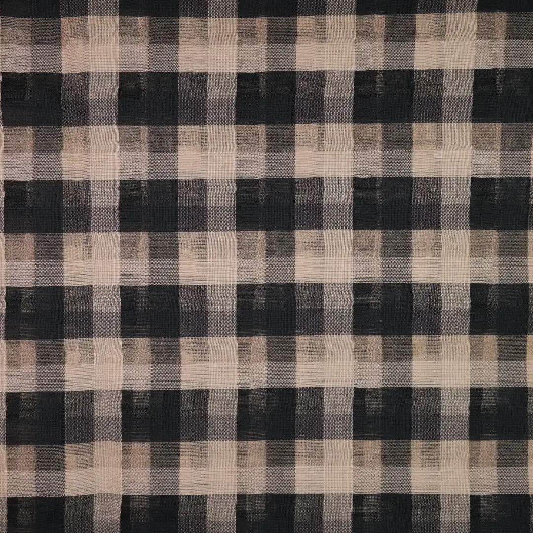 China Fabric for Shirt,Blouse,Crop Top,Shirt Long Sleeve Zipper  Yarn Dyed Check Woven Blended Fabric Cotton Silk Black color buy from China wholesaler bulk order at wholesale price free worldwide shipping Alibaba