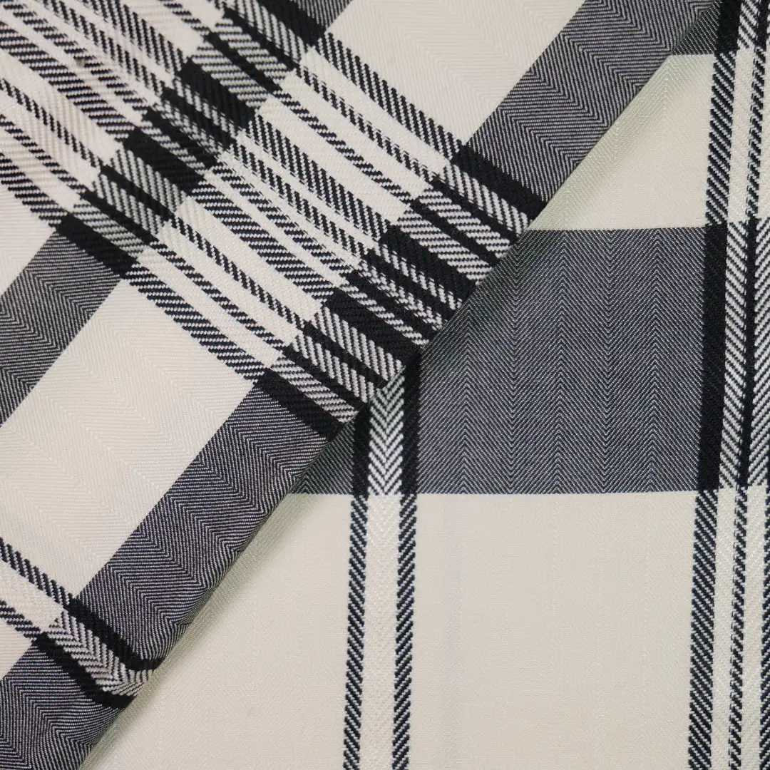 China Fabric for Shirt,Pants,Blouse,Crop Top,Skirt Yarn Dyed Check Woven Blended Fabric Rayon Silk Beige color buy from China wholesaler bulk order at wholesale price free worldwide shipping Alibaba