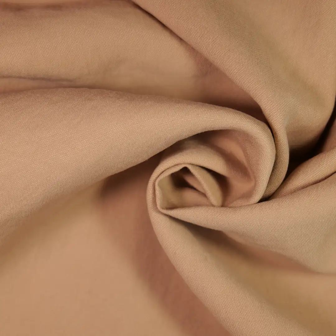 China Fabric for Shirt,Pants,Blouse,Crop Top,Skirt,Shorts,Suit Polyester/Rayon Twill Woven Blended Fabric Recycled Polyester Lenzing Ecovero Viscose re-nylon Warm Sand color buy from China wholesaler bulk order at wholesale price free worldwide shipping Alibaba