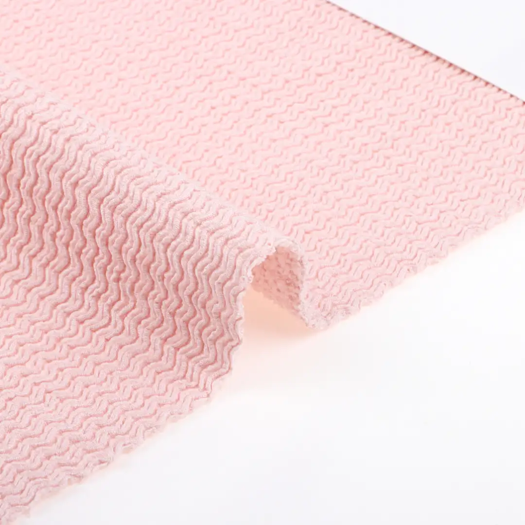 China Fabric for Shirt,Blazer,Blouse,Crop Top,Jogger Tricot Knit Fabric Polyester Elastane Pink color buy from China wholesaler bulk order at wholesale price free worldwide shipping Alibaba