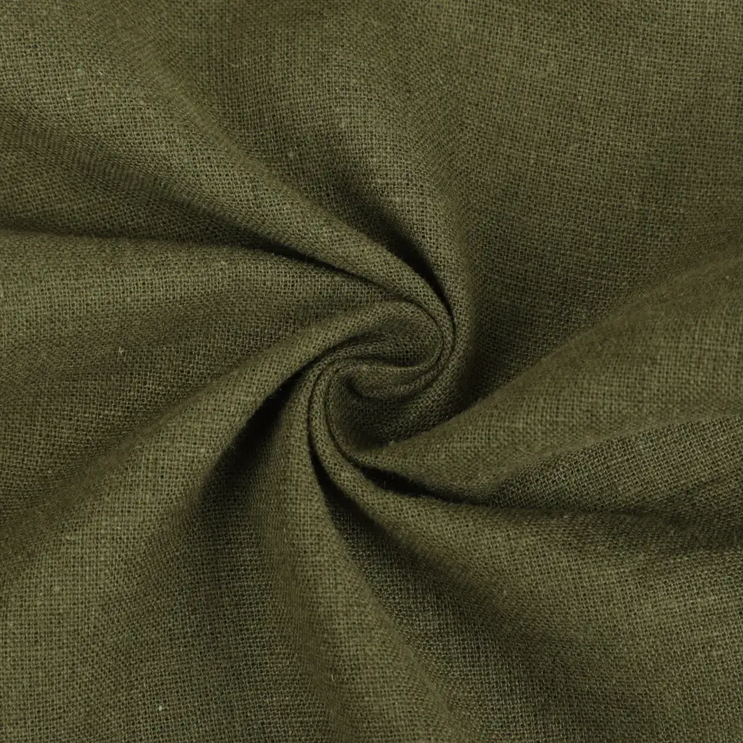 Bangladesh Fabric for Shirt,Casual Long Sleeve Crop Shirt,Cropped V-Neck Shirt,French Ruffle Collar Shirt Linen/Cotton Plain Natural Woven Fabric Linen Organic Cotton Olive color buy from Bangladesh wholesaler bulk order at wholesale price free worldwide shipping Alibaba