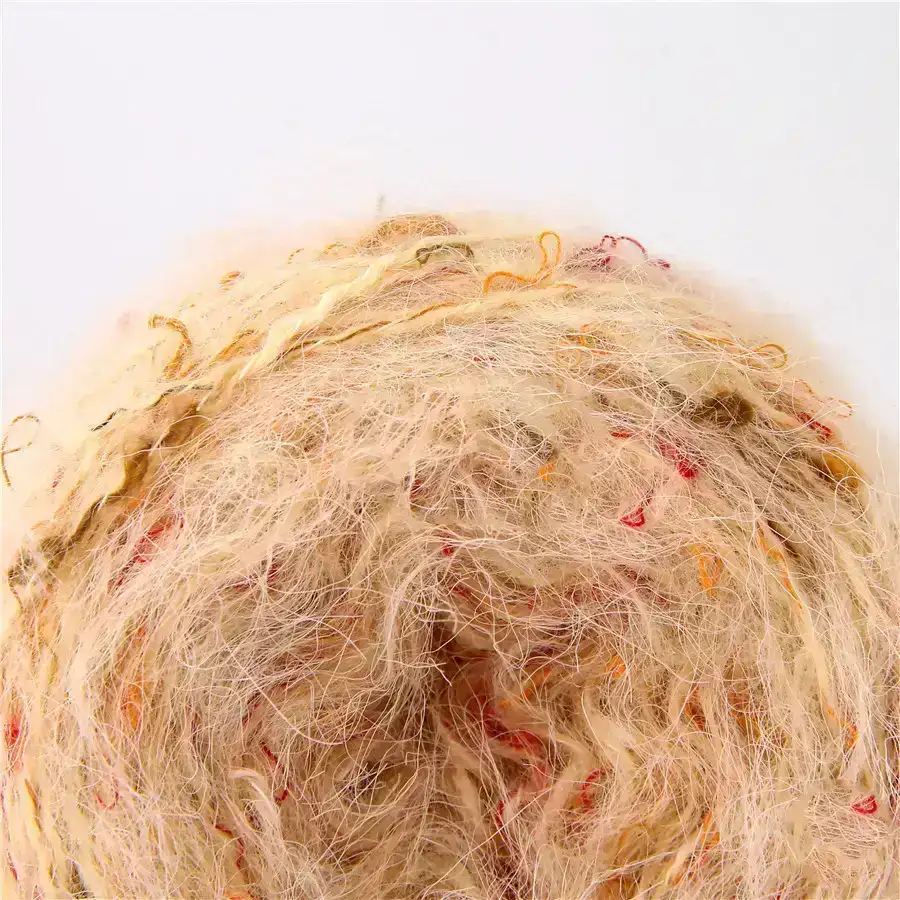 China Yarn for Ladies Vest (Sweater),Crop Top Pullover (Sweater),Dresses (Cardigan Button) (Sweater) Boucle Yarn Fancy Yarn Nylon Polyester Acrylic yellow color buy from China wholesaler bulk order at wholesale price free worldwide shipping Alibaba