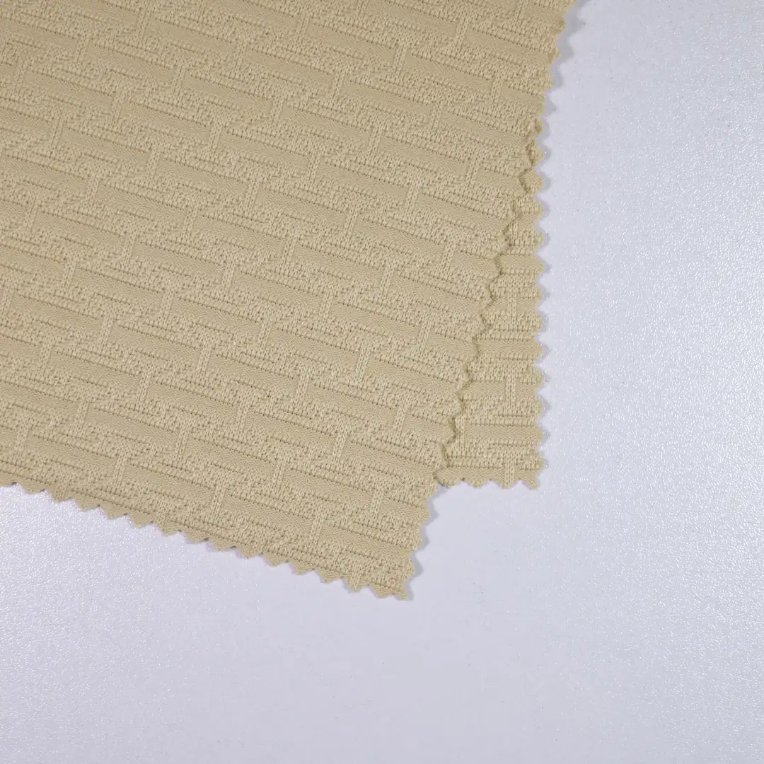 China Fabric for T-Shirt,Polo Shirt Jacquard Knit Fabric Polyester Khaki color buy from China wholesaler bulk order at wholesale price free worldwide shipping Alibaba