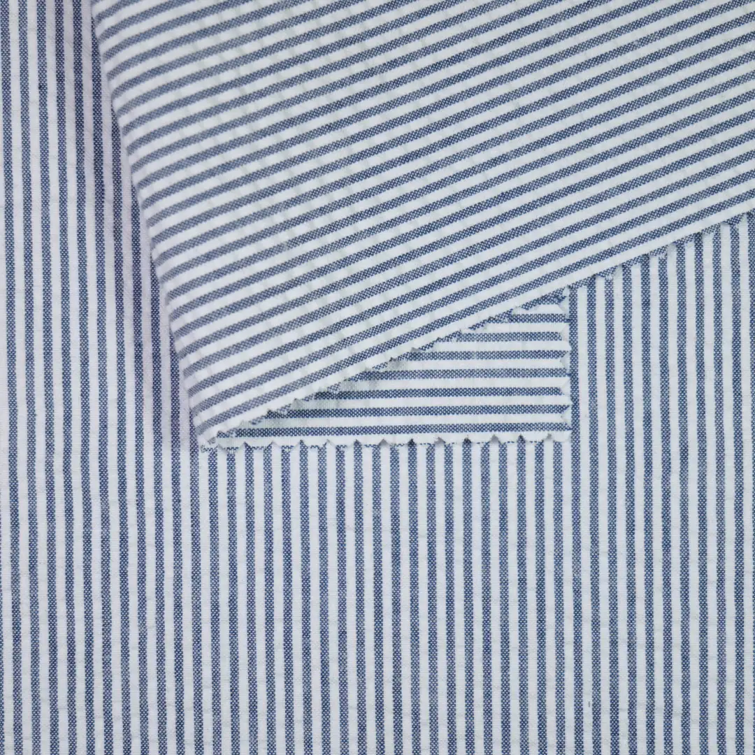 China Fabric for Shirt,Blouse TC Seersucker Woven Blended Fabric Polyester Cotton grey&whity color buy from China wholesaler bulk order at wholesale price free worldwide shipping Alibaba