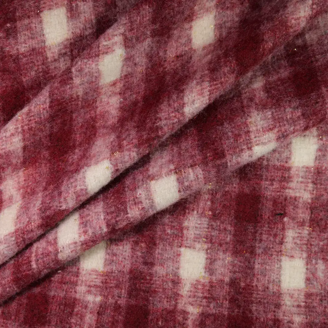 China Fabric for Jackets,Blazer,Overcoat,Suit Yarn Dyed Check Woven Blended Fabric Wool Polyester Red color buy from China wholesaler bulk order at wholesale price free worldwide shipping Alibaba