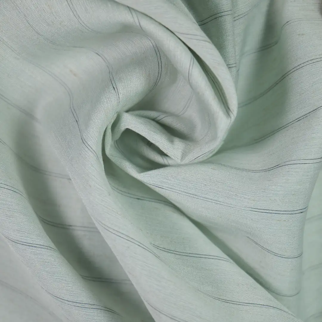 China Fabric for Blouse,Skirt,U-Neck Cardigan ,Casual Long Sleeve Crop Shirt,Cropped V-Neck Shirt,Asymmetric Cardigan ,V-Neck Button Up Cardigan  Yarn Dyed Stripe Woven Blended Fabric Polyamide Rayon Flax Polyester dark green color buy from China wholesaler bulk order at wholesale price free worldwide shipping Alibaba