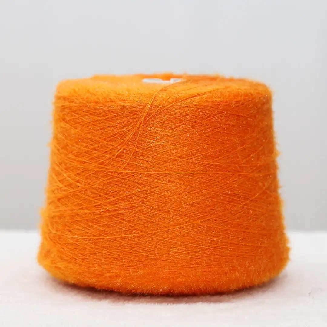 China Yarn for Crop Top Pullover (Sweater),Dresses (Cardigan Open) (Sweater) Feather Yarn Fancy Yarn Polyester Orange color buy from China wholesaler bulk order at wholesale price free worldwide shipping Alibaba
