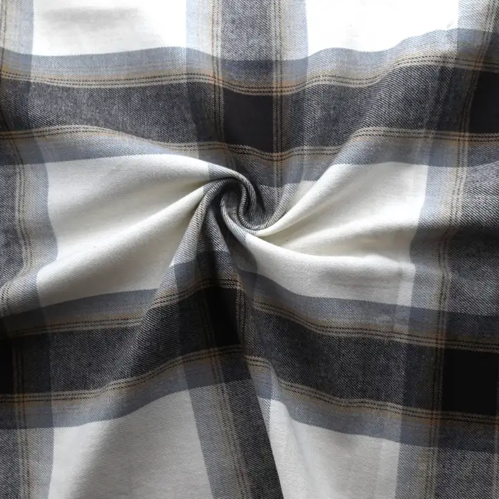 India Fabric for Shirt Flannel Synthetic Woven Fabric COTTON Off white Brown Check color buy from India wholesaler bulk order at wholesale price free worldwide shipping Alibaba