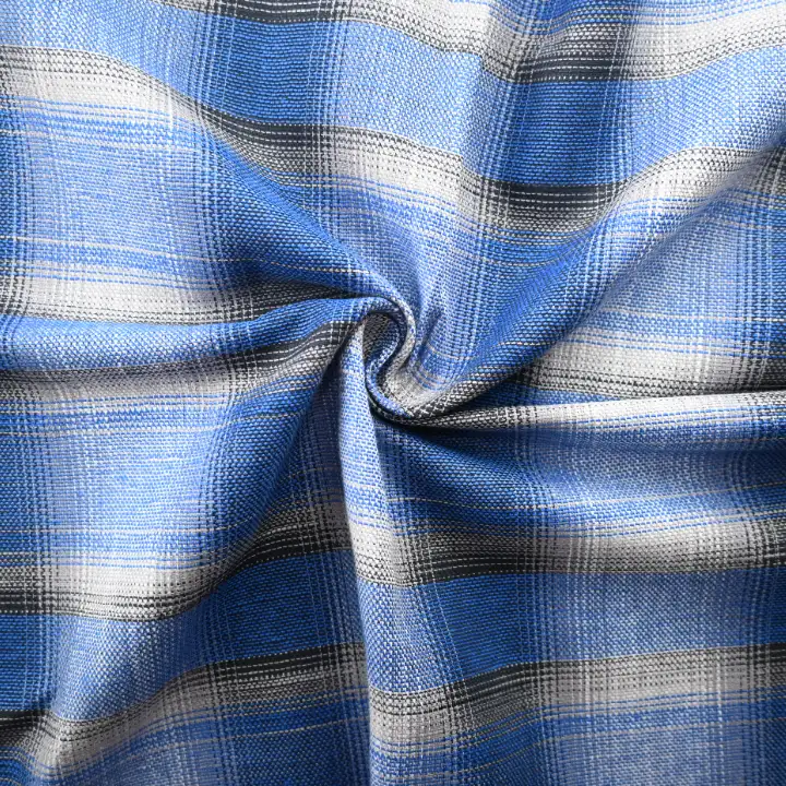 India Fabric for Shirt Yarn Dyed Check Synthetic Woven Fabric COTTON Blue Check color buy from India wholesaler bulk order at wholesale price free worldwide shipping Alibaba